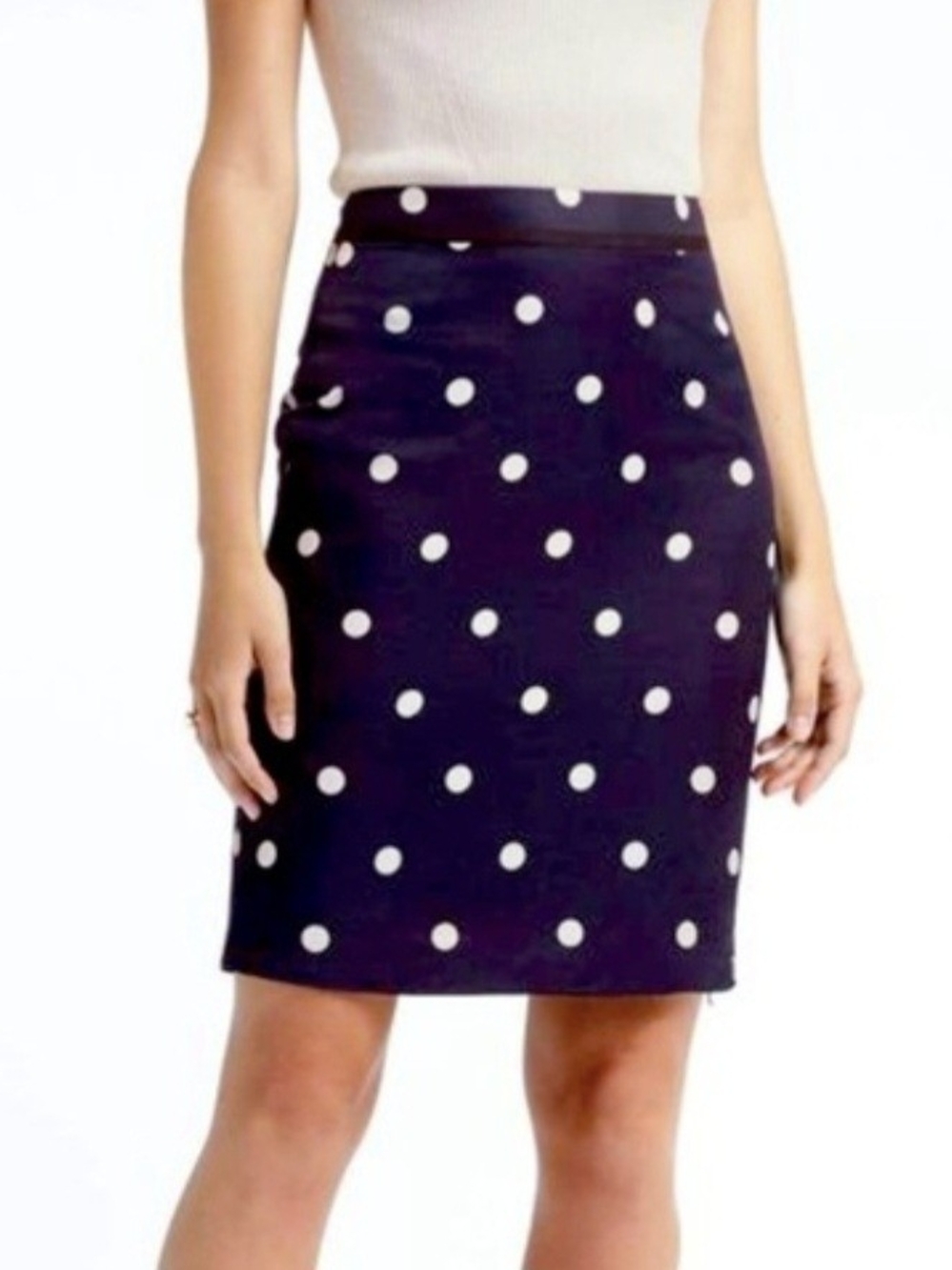 Banana Republic Navy Pencil Skirt with White Polka Dots